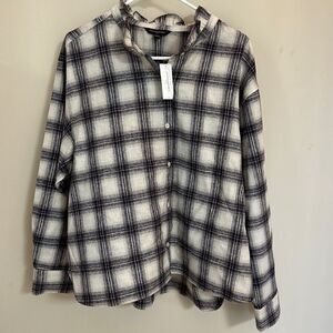 NWT Banana Republic Button Down Ruffle Flannel Shirt